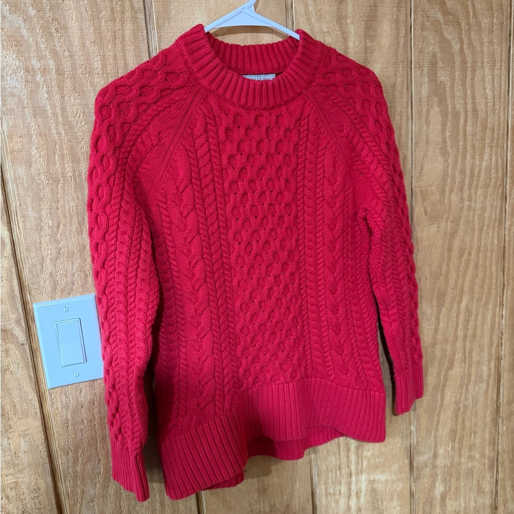 J. Crew Classic Red Cable Knit Sweater - Picture 2 of 5